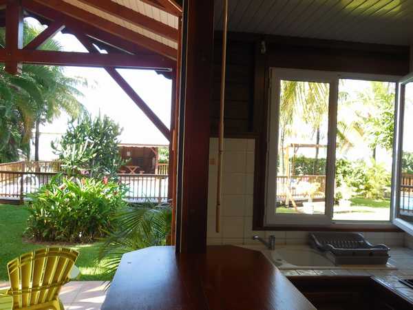 The view of the swimming pool from the kitchen of your cottage