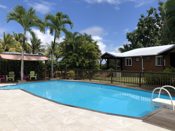 The pool area which faces 2 of our cottages