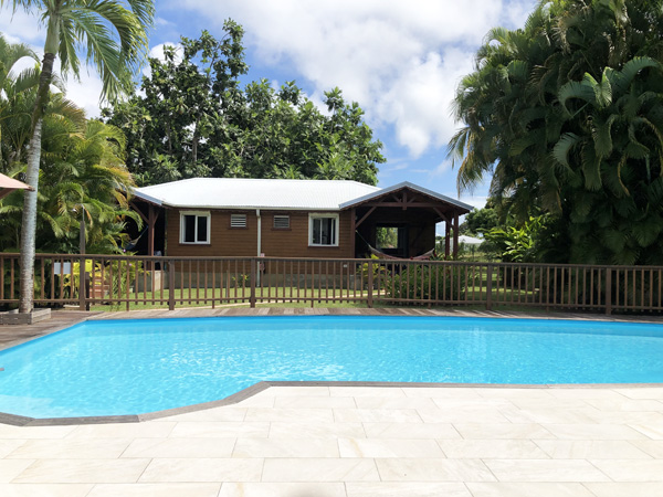 The pool area which faces 2 of our cottages