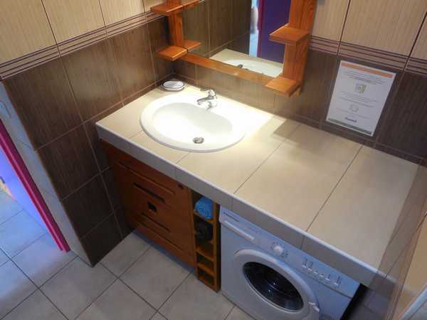 The bathroom with closet and individual washing machine