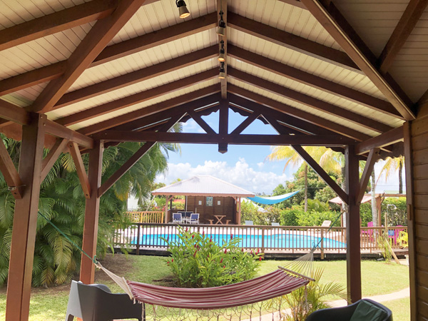 The view on the swimming pool from the terrace of your cottage